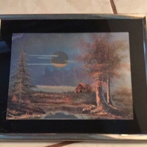 NWOT & vintage framed metallic foil art picture